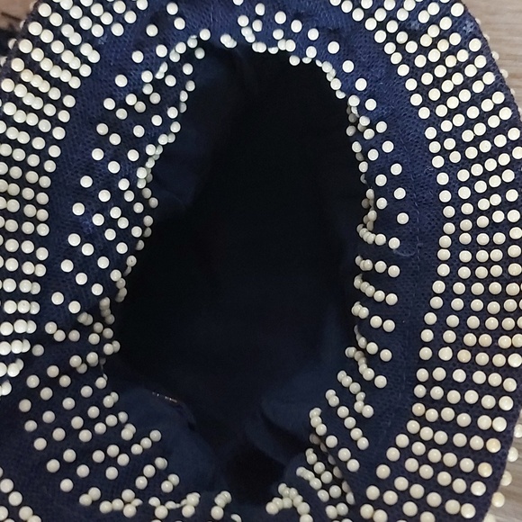 Vintage Mademoiselle Navy Red Beaded Small Bag Hand Made In Hong Kong. - Picture 8 of 10